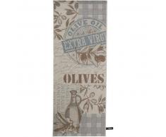 benuta Alfombra de cocina Olives Azul 80x200 cm - Alfombra fácil de limpiar