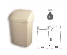 Papelera blanca de 50L con tapa basculante