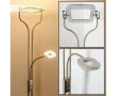 BISSET Lámpara de Pie LED Níquel-mate, 2 luces - 1500/380 Lumen - Moderno - Zona interior - 3000 Kelvin - 6 o 10 días laborables .