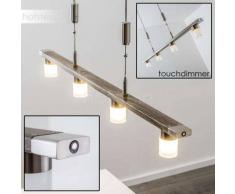 Nelson Lámpara colgante LED Níquel-mate, Madera oscura, 4 luces - 1480 Lumen - Diseño - Zona interior - 3000 Kelvin - 2 - 4 días laborables .
