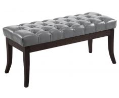 CLP Banco Ramses tapizado de cuero sintético, soporte de madera en color oscuro envejecido 100 gris, soporte madera, altura del asiento 46 cm