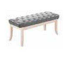 CLP Taburete Pie de Cama Ramses Base de Madera Blanca Envejecida, gris gris, altura del asiento