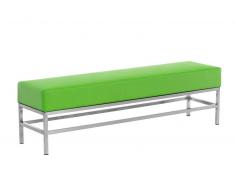 CLP Banco Tulip de 4 plazas, tapizado de cuero sintético verde, soporte acero inoxidable, altura del asiento 46 cm