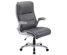 CLP Silla de oficina Villach XXL tapizado de cuero sintético, gris gris, altura del asiento