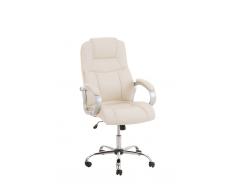 CLP Silla de oficina XXL APOLL con tapizado de cuero sintético, crema crema, altura del asiento