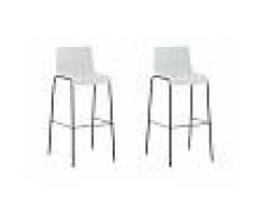 CLP Set 2x Taburete Hoover con Asiento de Plástico & Base de Metal, blanco blanco, altura del asiento