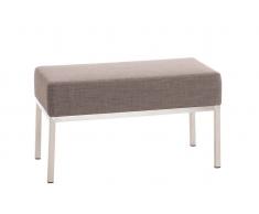 CLP Banco Lamega 2 plazas, tapizado de tela gris, soporte acero inoxidable, altura del asiento 46 cm