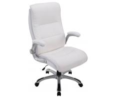 CLP Silla de oficina Villach XXL tapizado de cuero sintético, blanco blanco, altura del asiento