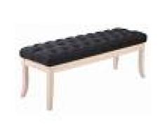 CLP Taburete Pie de Cama Ramses en Tela y Base de Madera Blanca Envejecida, negro negro, altura del asiento