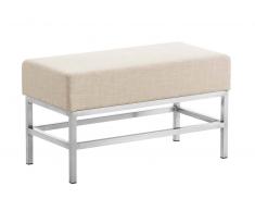 CLP Banco Tulip de 2 plazas, tapizado de tela crema, soporte acero inoxidable, altura del asiento 46 cm