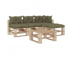 vidaXL Set muebles de palés para jardín 6 piezas madera cojines beige