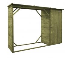 vidaXL Caseta leña y herramientas jardín FSC madera pino 253x80x170 cm