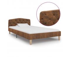 vidaXL Estructura de cama de piel de ante artificial marrón 90x200 cm