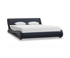 vidaXL Estructura de cama de cuero sintético negro 140x200 cm