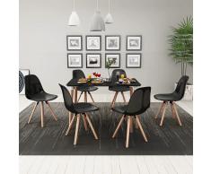 vidaXL Conjunto de mesa de comedor y sillas 7 piezas negro