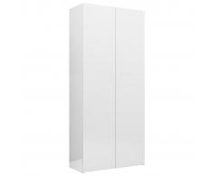 vidaXL Armario de almacenaje aglomerado blanco brillo 80x35,5x180 cm