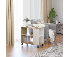 vidaXL Mesa auxiliar de aglomerado blanco y roble Sonoma 70x35x55 cm