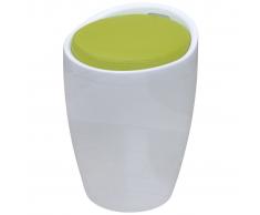 vidaXL Taburete de cuero sintético blanco blanco y verde