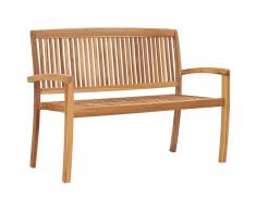 vidaXL Banco de jardín apilable de 2 plazas madera maciza teca 128,5cm