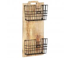 vidaXL Perchero de pared madera maciza de mango sin tratar 33x10x67 cm