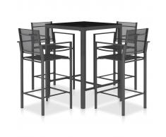 vidaXL Set mesa y sillas altas cocina 5 pzas textilene gris antracita