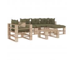 vidaXL Set muebles de palés para jardín 5 piezas madera cojines beige