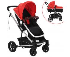 vidaXL Cochecito/Silla de bebé 2-en-1 aluminio rojo y negro