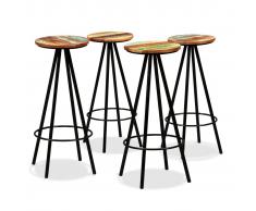 vidaXL Taburetes de bar 4 uds madera maciza reciclada y acero
