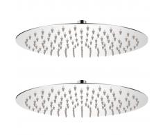 vidaXL Cabezal de ducha efecto lluvia 2 pzs acero inoxidable Ø 30 cm
