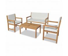 vidaXL Juego muebles de jardín 4 piezas y cojines madera teca maciza