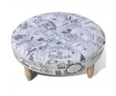 vidaXL Taburete Reposapiés Otomano Decorado Redondo Diámetro de 81 cm