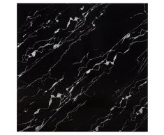 vidaXL Tablero mesa cuadrado vidrio con textura mármol negro 80x80 cm