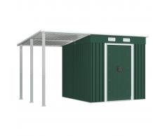 vidaXL Cobertizo jardín con tejado extendido acero verde 335x193x184cm