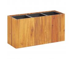 vidaXL Jardinera con 3 maceteros madera maciza de acacia