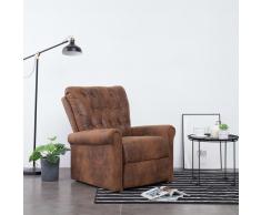 vidaXL Sillón reclinable de piel de ante artificial marrón