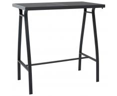 vidaXL Mesa alta de jardín vidrio templado negro 110x60x110 cm