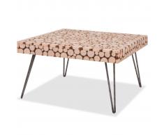 vidaXL Mesa auxiliar de madera genuina 60,8x60,8x34,5 cm