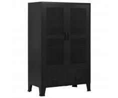 vidaXL Armario oficina indutrial puertas malla acero negro 75x40x120cm