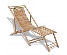 vidaXL Silla de jardín con reposapiés de bambú