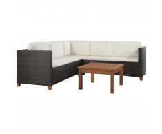vidaXL Set muebles de jardín 4 piezas y cojines ratán sintético marrón