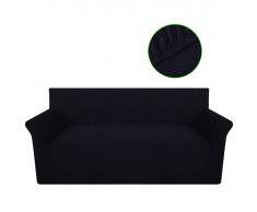vidaXL Funda elástica de algodón para el sofá, color negra