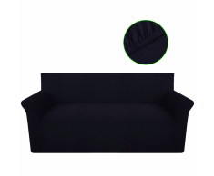vidaXL Funda elástica de algodón para el sofá, color negra