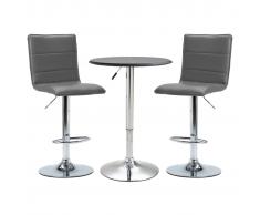 vidaXL Mesa alta y taburetes de barra 3 piezas cuero sintético negro