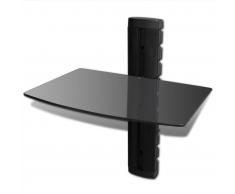vidaXL Estante de pared para aparatos DVD 1 nivel de vidrio negro