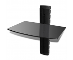 vidaXL Estante DVD de cristal para pared, Negro