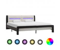 vidaXL Estructura cama con LED cuero sintético negro blanco 120x200 cm