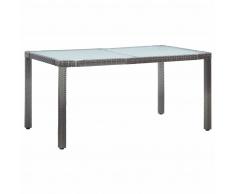 vidaXL Mesa de jardín ratán sintético gris 150x90x75 cm