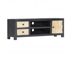 vidaXL Mueble para TV tallado a mano madera de mango gris 120x30x40 cm