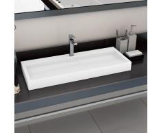 vidaXL Lavabo 120x46x11 cm resina mineral/mármol blanco