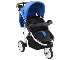 vidaXL Cochecito/Silla de paseo de 3 ruedas azul y negro